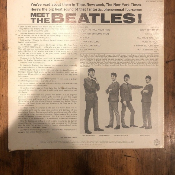 Meet The Beatles! LP Vinyl Record Original 1st Pre - Picture 6 of 6